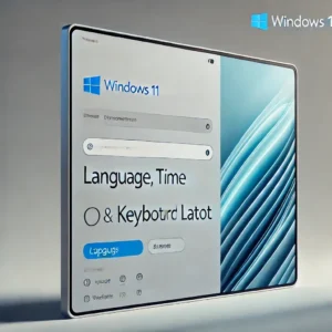 Windows 11 setup screen displaying options for language, time, and keyboard layout